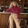 NY Threads Women's Turtleneck Long Sleeve Shirt Slim Fit Thermal Base Layer Tops 1 Pack, Medium, Red view 3