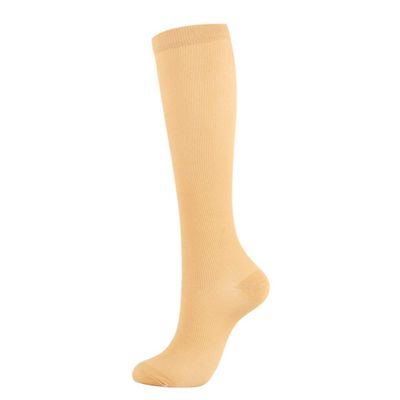 Drincoshow Compression Socks Suitable for Men and Women Suitable for Running Sports Travel Compression Stockings Multi-Color Sequential Socks (XXL,Skin color)