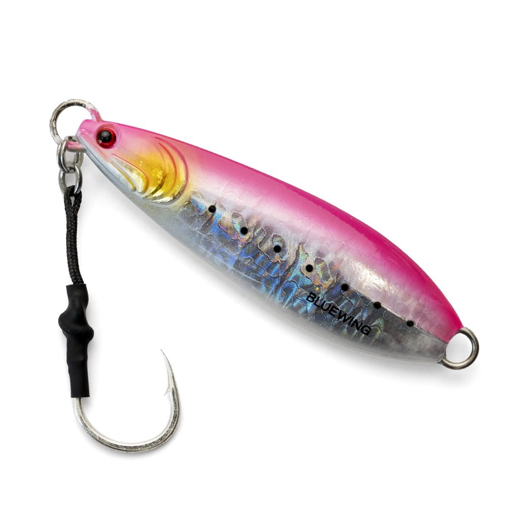 BLUEWING Fishing Lures Saltwater Slow Pitch Vertical Jigs Fish Sinking Jigging Bait with Stainless Steel Hook 200g Pink