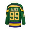 D-5 Men Mighty Ducks Jersey #33 Goldberg #66 Bombay #96 Conway #99 Banks Jersey,Movie Ice Hockey Jersey for Men S-XXXL (#99-Green, Medium) view 3