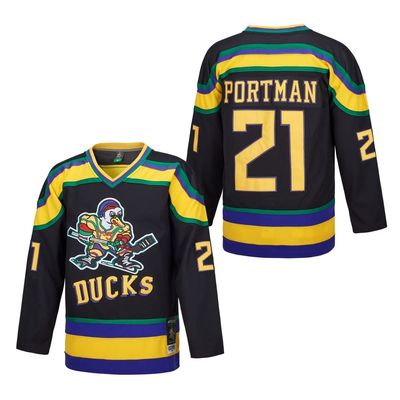D-5 Men Mighty Ducks Jersey #33 Goldberg #66 Bombay #96 Conway #99 Banks Jersey,Movie Ice Hockey Jersey for Men S-XXXL (#21-Black, XX-Large)