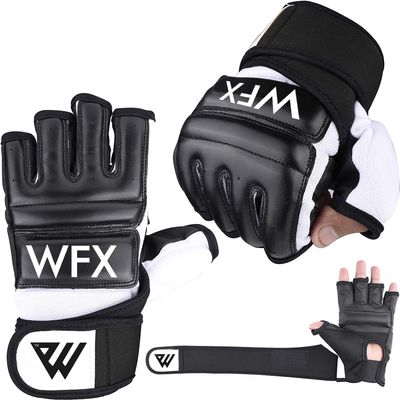 WFX Punch Bag Boxing Gloves Karate Mitts MMA Body Combat Taekwondo Training Martial Art Fighting Grappling Muay Thai TKD MMA Synthetic (Black, M)