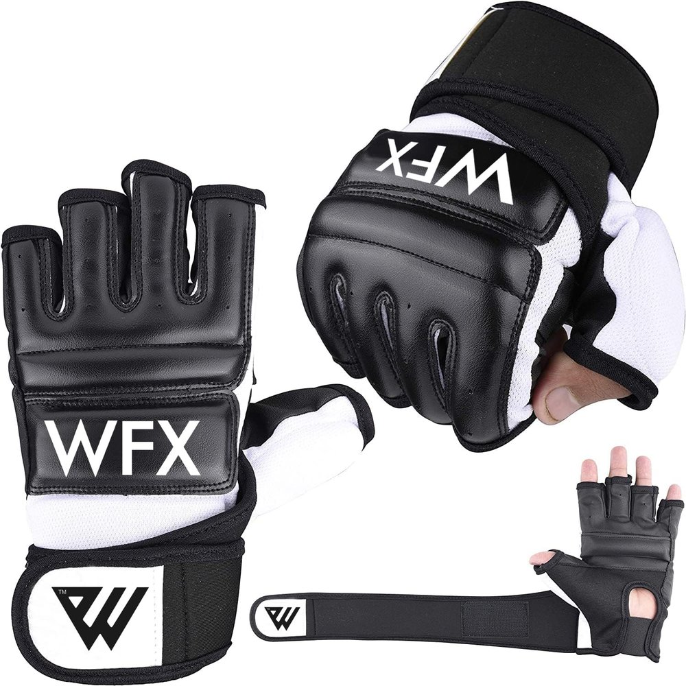 WFX Punch Bag Boxing Gloves Karate Mitts MMA Body Combat Taekwondo Training Martial Art Fighting Grappling Muay Thai TKD MMA Synthetic (Black, M)