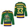 D-5 Men Mighty Ducks Jersey #33 Goldberg #66 Bombay #96 Conway #99 Banks Jersey,Movie Ice Hockey Jersey for Men S-XXXL (#33-Green, Large) view 1
