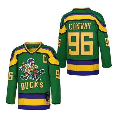 D-5 Youth Mighty Ducks Jersey #96 Conway #99 Banks Jersey,Movie Ice Hockey Jersey for Kids (96-Green,X-Large)