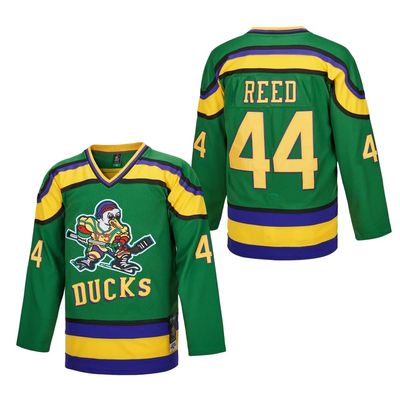 D-5 Men Mighty Ducks Jersey #33 Goldberg #66 Bombay #96 Conway #99 Banks Jersey,Movie Ice Hockey Jersey for Men S-XXXL (#44-Green, Small)