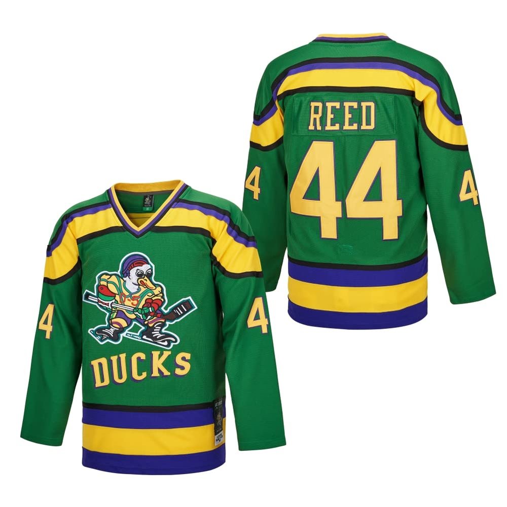 D-5 Men Mighty Ducks Jersey #33 Goldberg #66 Bombay #96 Conway #99 Banks Jersey,Movie Ice Hockey Jersey for Men S-XXXL (#44-Green, Small)