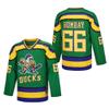 D-5 Men Mighty Ducks Jersey #33 Goldberg #66 Bombay #96 Conway #99 Banks Jersey,Movie Ice Hockey Jersey for Men S-XXXL (#66-Green, Small) view 1