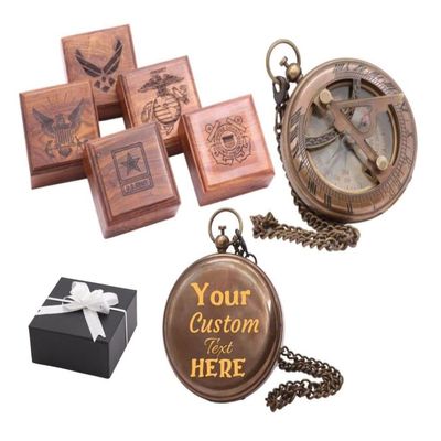 Antique Nautical Directional Magnetic Sundial Brass Compass, Personalized Antique Decor Birthday Gifts for Men, Astrolabe for Him, Baptism Gifts with Engraved Quotes