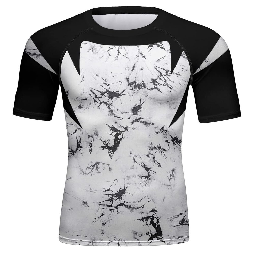 Red Plume Mens 3D Digital Printing Short Sleeve T-Shirt Outdoor Running Yoga Fitness Tight Shirt for Men(FF,L)