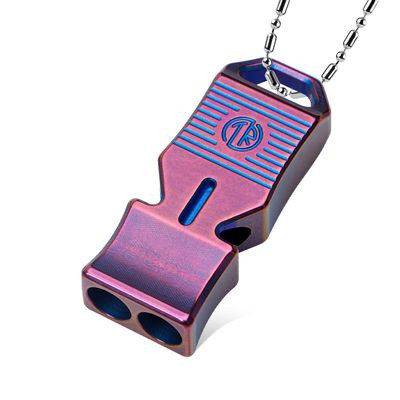 TACRAY Titanium Emergency Survival Whistle Square Dual-Tube Design, Ultra-Loud 120+dB, Waterproof & Durable, EDC Safety Whistle for Camping, Hiking, Outdoor & Rescue (Purple)