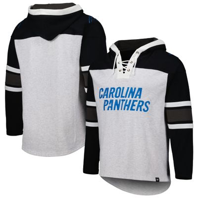 47 Men's Carolina Panthers Heather Gray Gridiron Lace-Up Pullover Hoodie