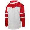 47 Men's Tampa Bay Buccaneers Heather Gray Historic Logo Gridiron Lace-Up Pullover Hoodie view 3