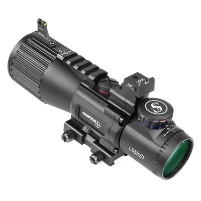 5X50mm Prism Scope GIII LS5X50 with Illuminated Red/Green/Blue Chevron Reticle (Chevron Reticle)