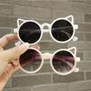 BLINKRITE Trendy Round-Shaped Little Devil Cat Ear Sunglasses for Girls Kids Toddlers with Gradient Lenses (White) view 4