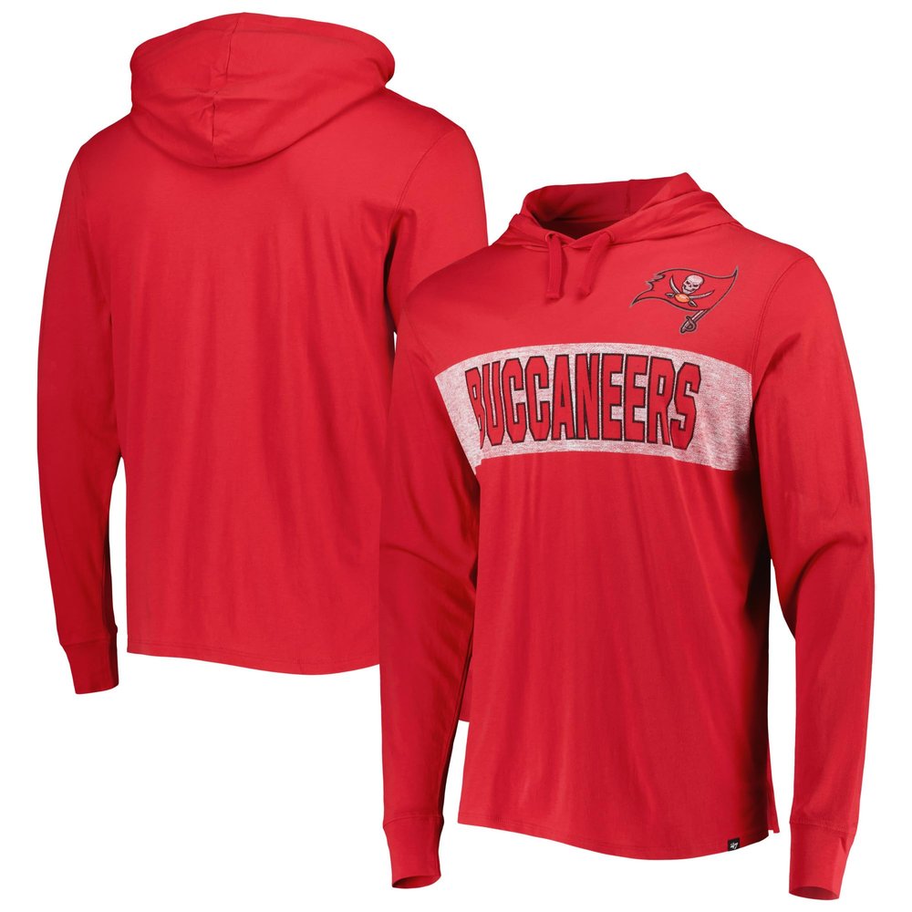 47 Men's Red Tampa Bay Buccaneers Field Franklin Hooded Long Sleeve T-Shirt