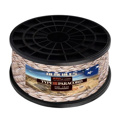 HERCULES Type III Paracord 550 Paracord Rope Parachute Cord, 1000' Camo for Survival Rope, Survival Cord