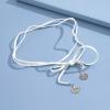 Aneneiceera Vintage Long Vagan Suede Necklace White Boho Leather Wrap Choker Necklace Leather Disc Coin Necklace Sweater Chain Jewelry for Women view 3