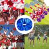 heyesaki Pom Poms Cheerleading2 Pack Cheer Pom Poms with Baton Handle,13.8 inches Metallic Foil Rainbow Film Cheerleading pom poms for Kids Adult Cheer Team SpiritBlue view 4