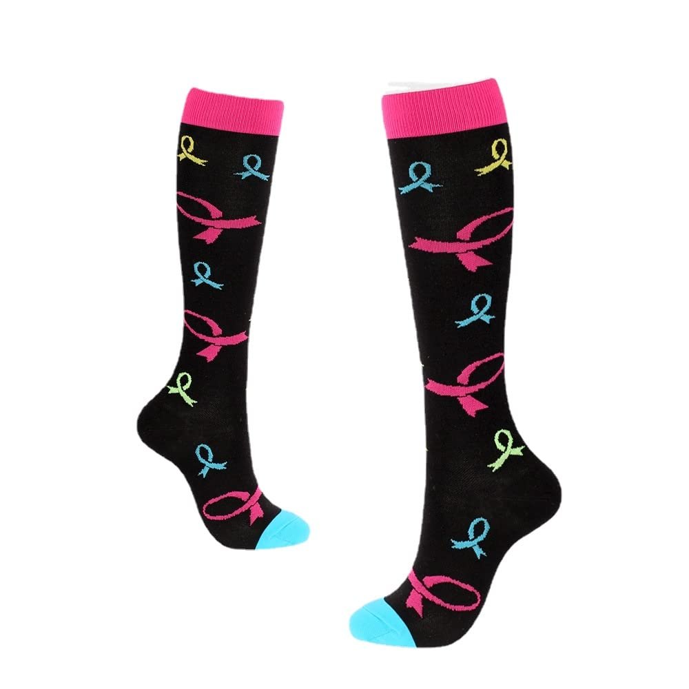 Drincoshow Sports Compression Socks Athletic Socks Stretch Socks Stockings Compression Stockings (L/XL,Bow)