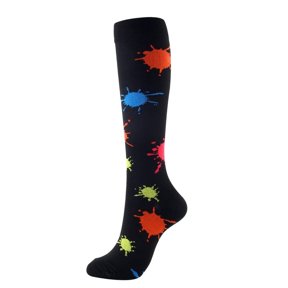 Drincoshow Sports Compression Socks Athletic Socks Stretch Socks Stockings Compression Stockings (S/M,Black graffiti)