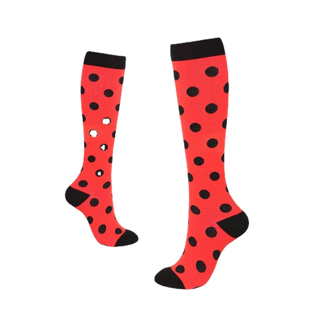Drincoshow Sports Compression Socks Athletic Socks Stretch Socks Stockings Compression Stockings (L/XL,Red dots)