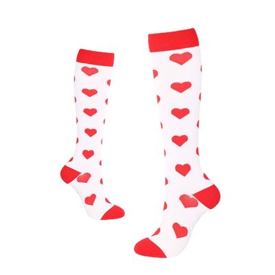 Drincoshow Sports Compression Socks Athletic Socks Stretch Socks Stockings Compression Stockings (L/XL,Red heart in the white background)