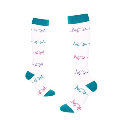 Drincoshow Sports Compression Socks Athletic Socks Stretch Socks Stockings Compression Stockings (S/M,White ECG)