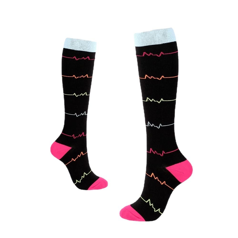 Drincoshow Sports Compression Socks Athletic Socks Stretch Socks Stockings Compression Stockings (L/XL,Black ECG)