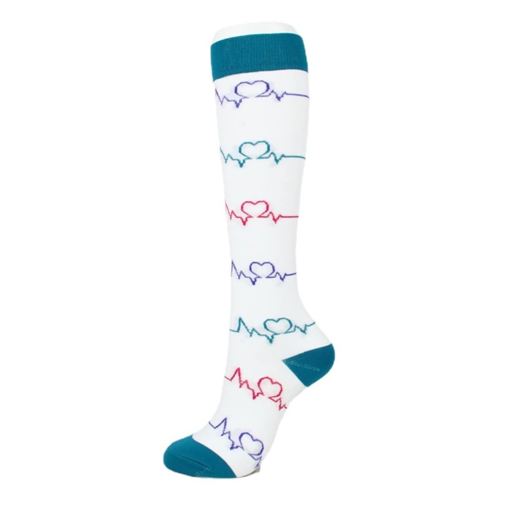 Drincoshow Compression Socks Outdoor Sports Socks High Tube Trendy Socks Running Socks Compression Stockings Calf Socks (L/XL,White ECG)