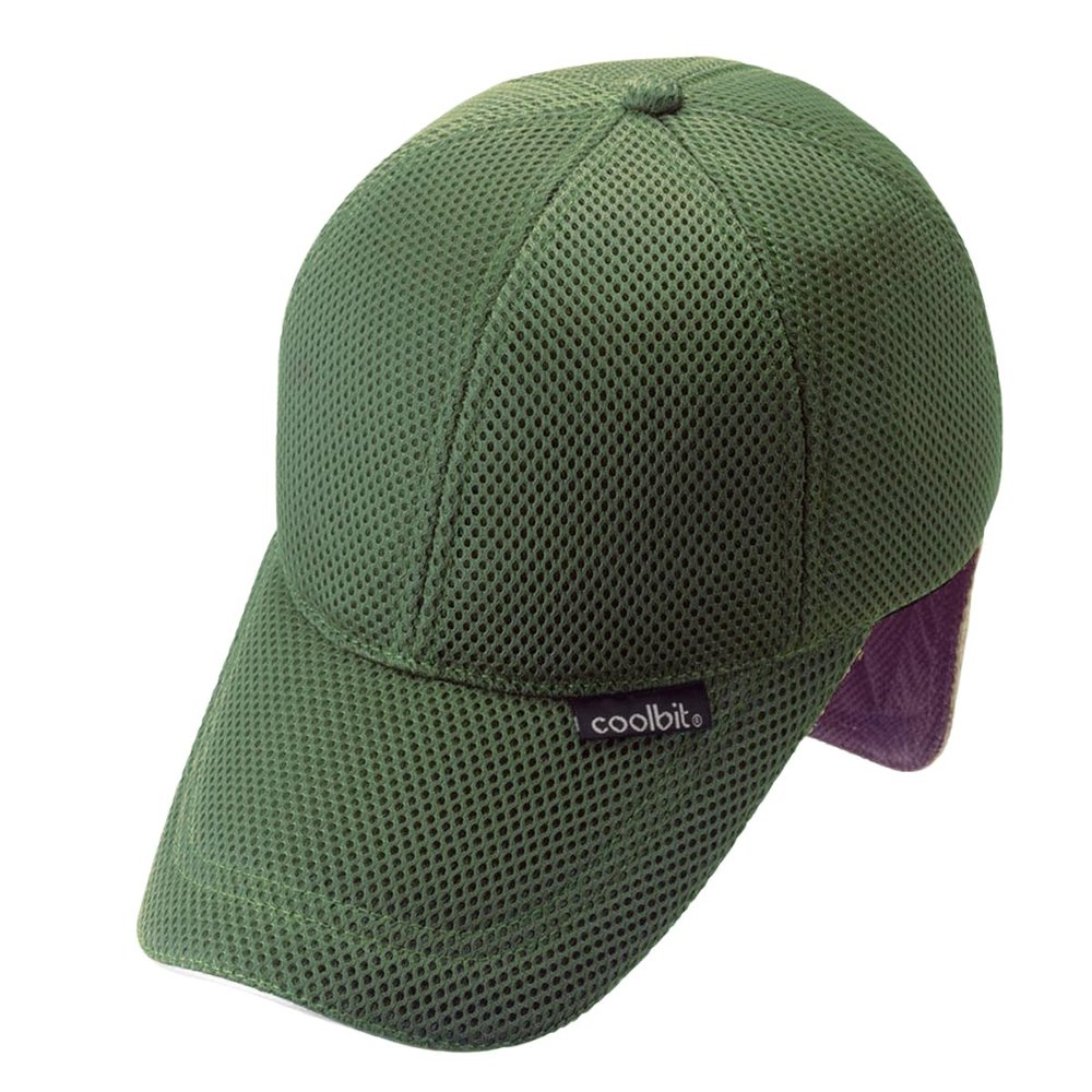 Cooling Cap Using Evaporation - UV Protection, 3 Hours Cooling Relief - Jogging Golfing Gardening Unisex US Patented previously, Designed in Japan Khaki