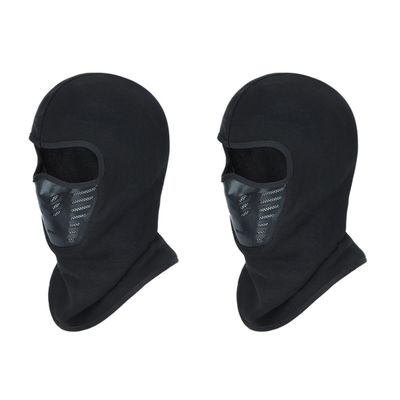 2pcs Outdoor Sports Face Mask Ski Hat Polar Fleece Windproof Cover for Climbing Skiing Cycling Black
