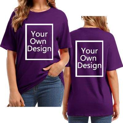 Custom T Shirts for Women Design Your Own Shirt Add Text/Image/Logo Personalized Cotton Tee Printed Photo Front/Back Purple