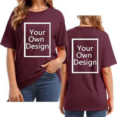 Custom T Shirts for Women Design Your Own Shirt Add Text/Image/Logo Personalized Cotton Tee Printed Photo Front/Back Maroon