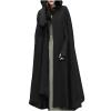 tuduoms Women's Winter Hooded Cape Trench Coat Wool Blend Long Cape Poncho Renaissance Witch Cosplay Cape Halloween Costumes Black view 1