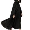 tuduoms Women's Winter Hooded Cape Trench Coat Wool Blend Long Cape Poncho Renaissance Witch Cosplay Cape Halloween Costumes Black view 3