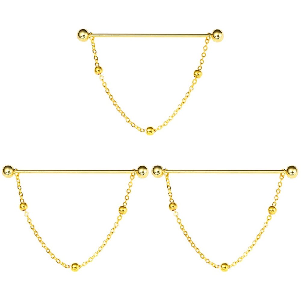 3pcs Head Chain Tie Decor Shirts Clip with Collar: Men Golden Bar Balls Cravat Round Ball Wedding Collar Clips Pin Brooch Necktie Business Brass Neckties for Shirt