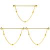 3pcs Head Chain Tie Decor Shirts Clip with Collar: Men Golden Bar Balls Cravat Round Ball Wedding Collar Clips Pin Brooch Necktie Business Brass Neckties for Shirt view 1