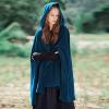 tuduoms Women's Winter Hooded Cape Poncho Coat Wool Blend Short Cape Jacket Renaissance Witch Cosplay Cape Halloween Costumes Blue view 2