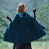 tuduoms Women's Winter Hooded Cape Poncho Coat Wool Blend Short Cape Jacket Renaissance Witch Cosplay Cape Halloween Costumes Blue view 4