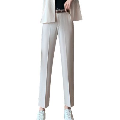 DGHM-JLMY Women's Traight Leg Suit Pencil Pants Stretch Slim Skinny Solid Trousers Casual Regular Fit Straight Leg Pant (White,Small,5,OZ)