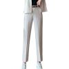 DGHM-JLMY Women's Traight Leg Suit Pencil Pants Stretch Slim Skinny Solid Trousers Casual Regular Fit Straight Leg Pant (White,Small,5,OZ) view 1