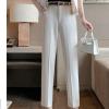 DGHM-JLMY Women's Traight Leg Suit Pencil Pants Stretch Slim Skinny Solid Trousers Casual Regular Fit Straight Leg Pant (White,Small,5,OZ) view 2