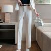 DGHM-JLMY Women's Traight Leg Suit Pencil Pants Stretch Slim Skinny Solid Trousers Casual Regular Fit Straight Leg Pant (White,Small,5,OZ) view 3