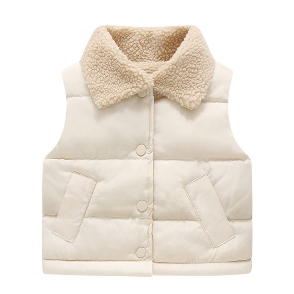 Baby Warm Cotton Jacket Autumn Button Fleece Cardigan Vest Winter Cute Unisex Infant Toddler Soft (White, 12-18 Months)