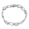 Bling Jewelry Bridal Clear Pave Cubic Zirconia AAA CZ Eternity Bracelet Open Heart Shape For Women Wedding Rhodium Silver Plated 7 Inch view 2