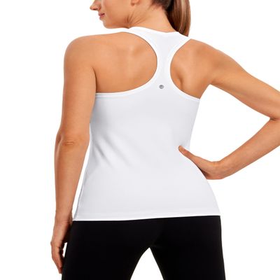 CRZ YOGA Women's Butterluxe Yoga Workout Tank Tops Racerback Sleeveless Camisole Athletic Gym Shirts White X-Small
