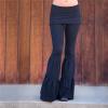 Colorblock Print Women's Yoga Flared Pants High Waisted Fit Floral Bell Bottoms Soft Popular Stylish Palazzo Pants (Dark Blue,Small,5,OZ) view 2