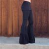 Colorblock Print Women's Yoga Flared Pants High Waisted Fit Floral Bell Bottoms Soft Popular Stylish Palazzo Pants (Dark Blue,Small,5,OZ) view 3