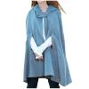 tuduoms Women's Winter Hooded Cape Poncho Coat Wool Blend Short Cape Jacket Renaissance Witch Cosplay Cape Halloween Costumes Light Blue view 1